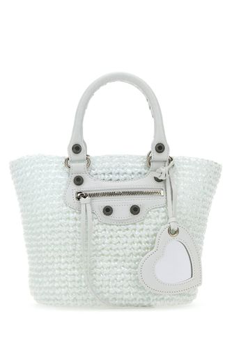 White Raffia Small Le Cagole Panier Handbag - Balenciaga - Modalova