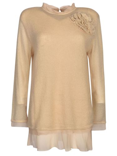 Floral Embroidery Lace Paneled Knit Sweater Sweater - Ermanno Scervino - Modalova