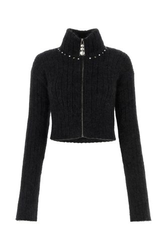 Zip-up Rib-knit Cardigan - Alessandra Rich - Modalova