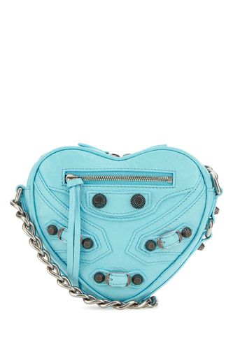 Light Blue Leather Mini Le Cagole Heart Crossbody Bag - Balenciaga - Modalova