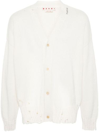 Logo Embroidered V-neck Knitted Cardigan - Marni - Modalova