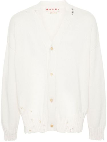 Logo Embroidered V-neck Knitted Cardigan - Marni - Modalova