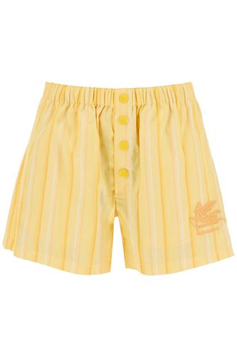 Striped Shorts With Logo Embroidery - Etro - Modalova