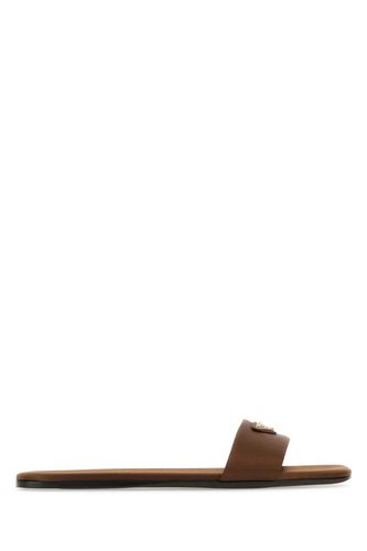 Prada Chocolate Satin Slippers - Prada - Modalova
