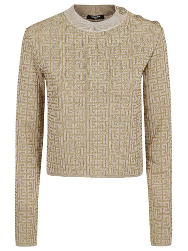 Ls Glittered Monogram Knit Top - Balmain - Modalova