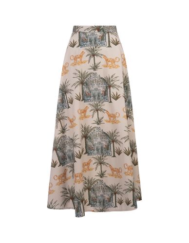 Charline Long Skirt In Cotton With Leopard Print - Amotea - Modalova