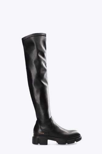 Woman Boot Black stretch leather slip-on knee-high boots - Copenhagen - Modalova