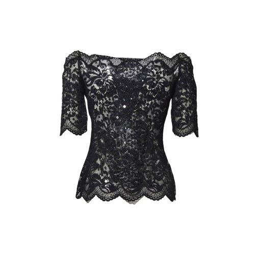 Sequin Embellished Floral Lace Top - Paco Rabanne - Modalova