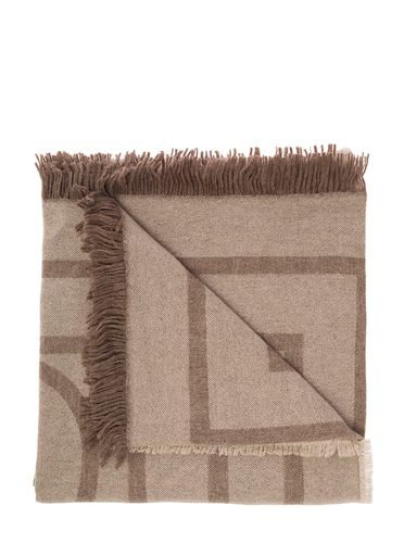 Beige Scarf With Monogram Print In Wool And Cashmere Woman - Totême - Modalova