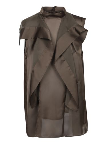Sacai Khaki Satin Chiffon Top - Sacai - Modalova