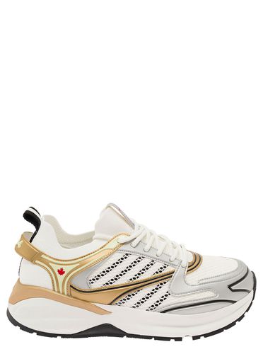 Dash White And Gold Low Top Sneakers With 1964 Logo In Techno Fabric Man - Dsquared2 - Modalova