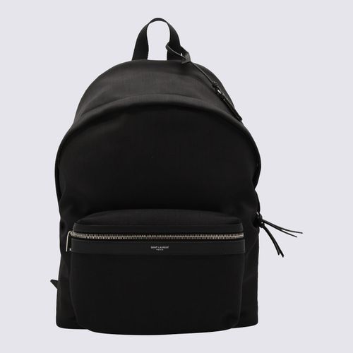 Black Canvas And Leather City Backpack - Saint Laurent - Modalova