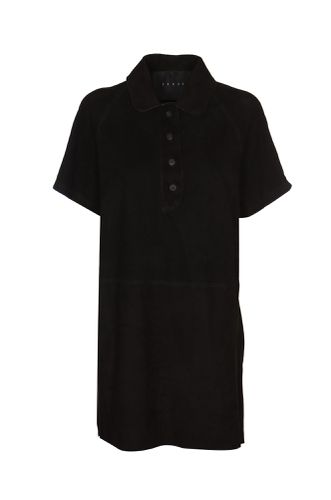 Button Placket Velvet Long Polo Shirt - DFour - Modalova