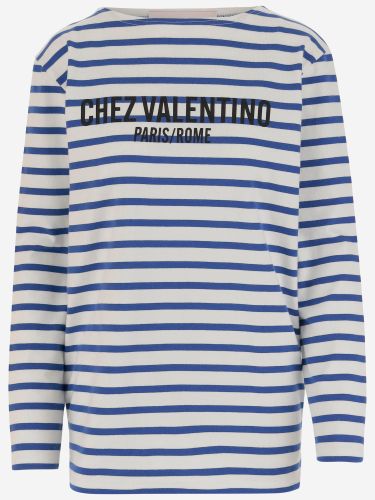Long Sleeve Cotton T-shirt With Striped Pattern - Valentino Garavani - Modalova