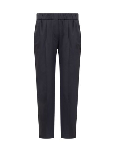 Stretch Cotton Trousers With Elastic Waistband And Small Pleats On The Front - Brunello Cucinelli - Modalova