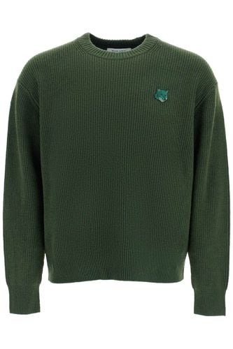 Ranger Green Wool And Viscose Sweater With Fox Patch - Maison Kitsuné - Modalova