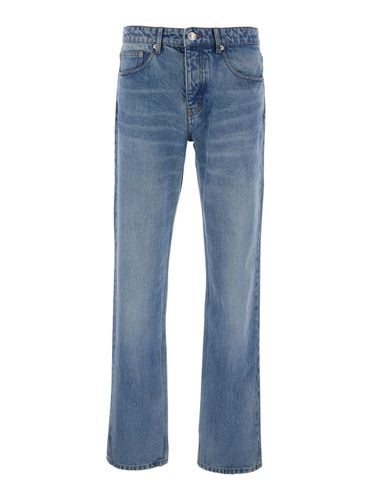 Jeans With Belt Loops And Logo Patch On The Rear In Denim Man - Ami Alexandre Mattiussi - Modalova