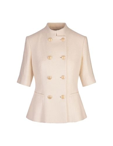 Cream Silk And Cashmere Double-breasted Jacket - Kiton - Modalova