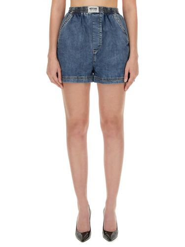 Blue Cotton Jeans Shorts - M05CH1N0 Jeans - Modalova