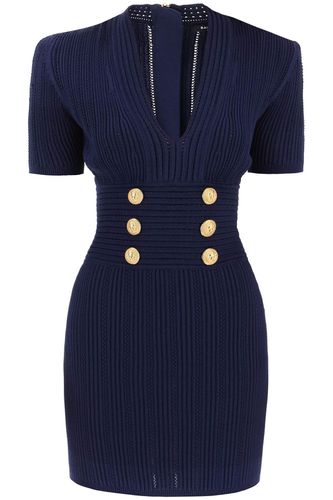 Knit Minidress With Embossed Buttons - Balmain - Modalova