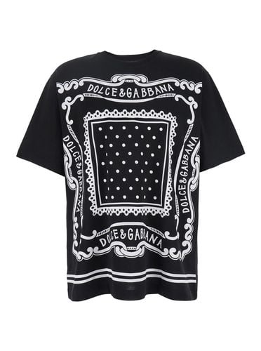 Crewneck T-shirt With Bandana Print All-over In Cotton Woman - Dolce & Gabbana - Modalova