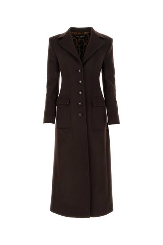 Chocolate Wool Blend Coat - Dolce & Gabbana - Modalova