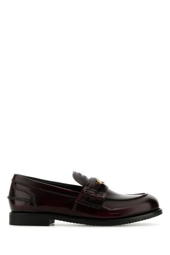 Tyrian Purple Leather Loafers - Miu Miu - Modalova