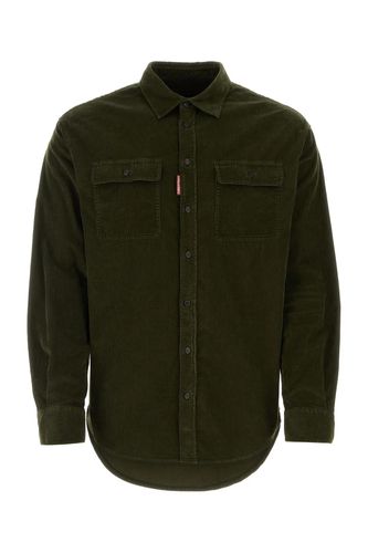 Bottle Green Stretch Corduroy Shirt - Dsquared2 - Modalova