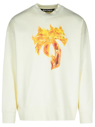 Burning Palm Cotton Sweatshirt - Palm Angels - Modalova