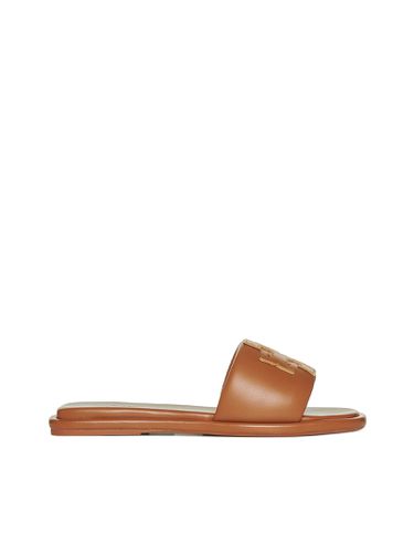 Tory Burch Double T Leather Slides - Tory Burch - Modalova