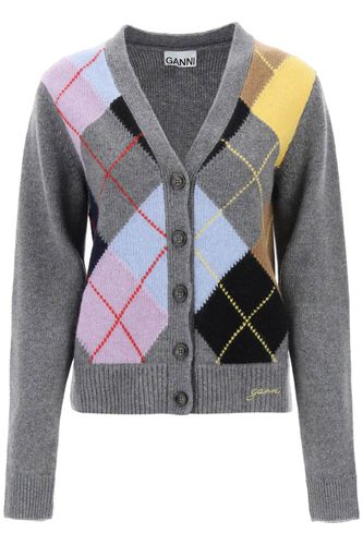 Ganni Cardigan With Argyle Pattern - Ganni - Modalova