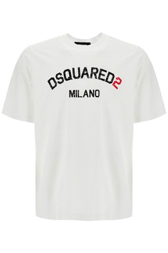 Mens White Cotton T-shirt With Logo - Dsquared2 - Modalova