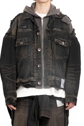 Drawstring Hooded Denim Jacket - Mihara Yasuhiro - Modalova