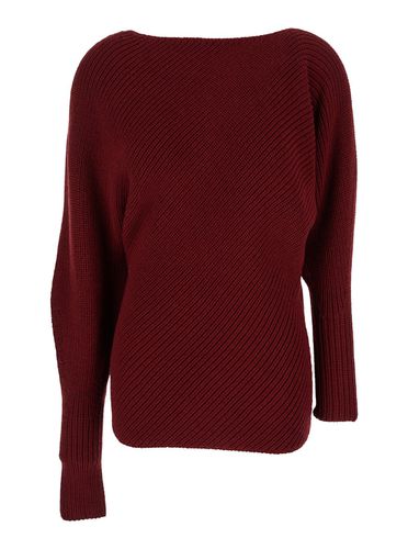 Red Asymmetric Sweater With Boat Neck In Wool Blend Woman - Philosophy di Lorenzo Serafini - Modalova