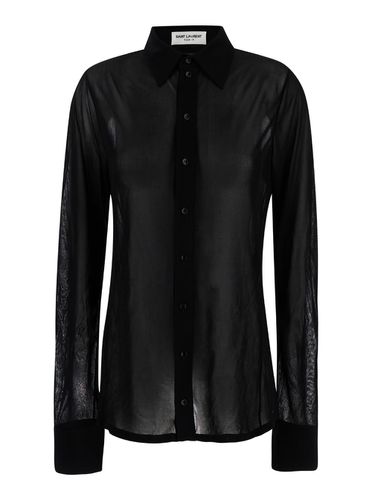 Shirt With Transparent Effect In Jersey Crepe Woman - Saint Laurent - Modalova