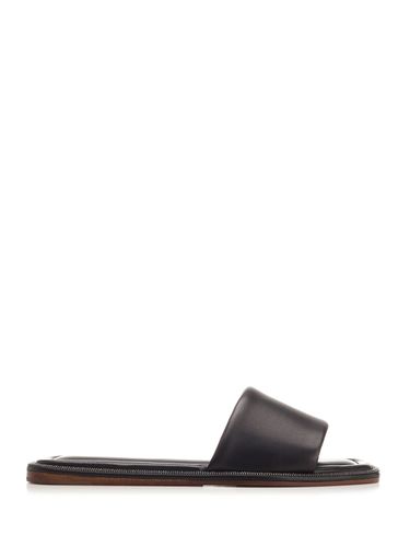 Low Band Sandal In Black Leather - Brunello Cucinelli - Modalova