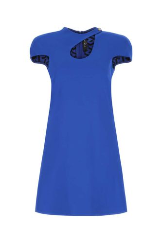 Electric Blue Stretch Crepe Mini Dress - Versace - Modalova