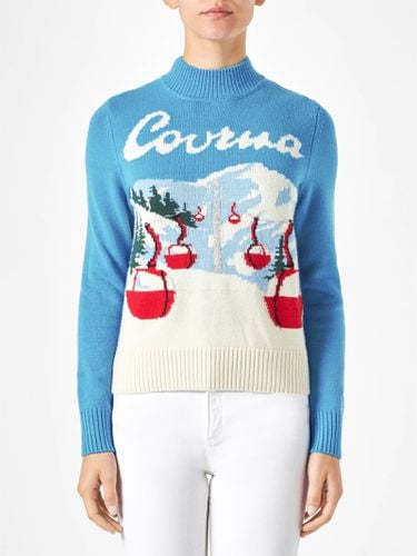 Woman Crewneck Sweater With Courmayeur Postcard - MC2 Saint Barth - Modalova