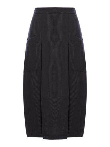 Bombé Skirt In Embossed Pinstripe Wool Blend - Transit - Modalova