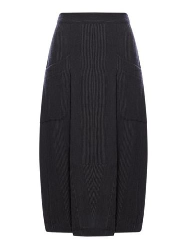 Bombé Skirt In Embossed Pinstripe Wool Blend - Transit - Modalova