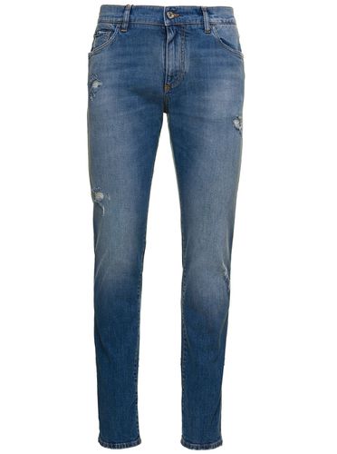 Distressed Slim-fit Jeans In Cotton Denim Man - Dolce & Gabbana - Modalova