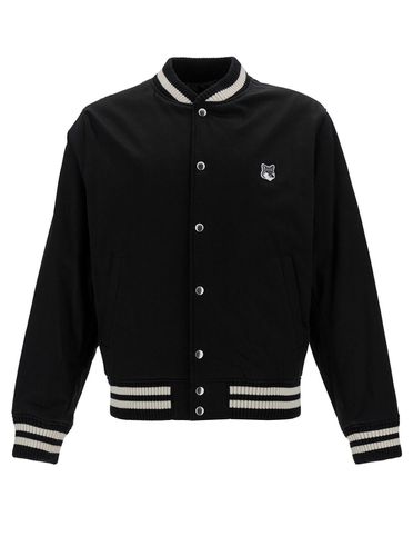 Varsity Jacket With Fox Head Patch In Cotton Man - Maison Kitsuné - Modalova