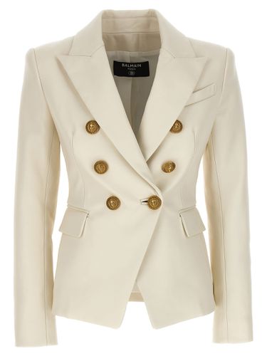 Double-breasted Leather Blazer - Balmain - Modalova