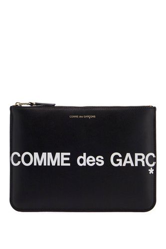 Black Calfskin Wallet With Large Logo - Comme des Garçons Wallet - Modalova