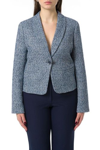 Single Breasted Houndstooth Cropped Jacket - Emporio Armani - Modalova