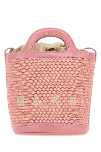 Pink Leather And Raffia Tropicalia Bucket Bag - Marni - Modalova
