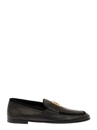 Loafers With Interlocking Dg Logo Placque In Leather Man - Dolce & Gabbana - Modalova