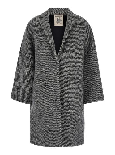 Grey Coat With Concealed Closure In Wool Woman - SEMICOUTURE - Modalova