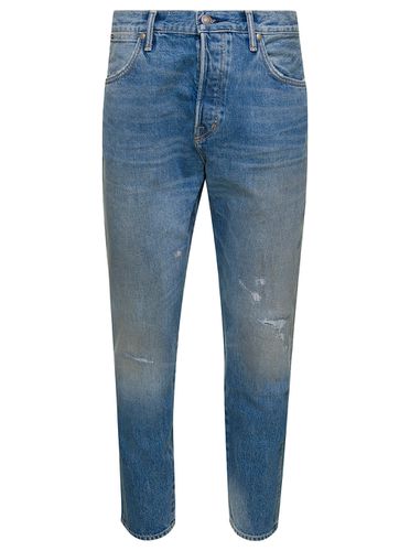 Light 5-pocket Style Jeans With Rips And Logo Patch In Cotton Denim Man - Tom Ford - Modalova