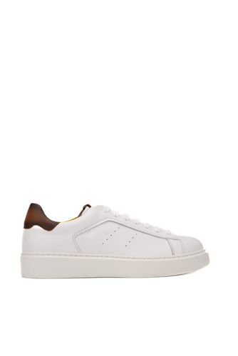 Leather Sneakers With Brown Heel Tab - Doucal's - Modalova